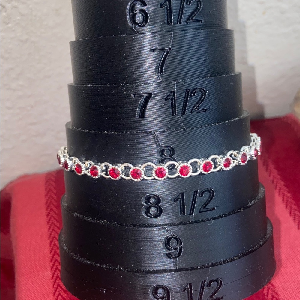 Vintage 90s AVON Red Rhinestoned Silver Tone Tennis Bracelet